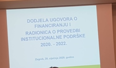 Dodjela ugovora o financiranju te izobrazba o provedbi institucionalne podrške